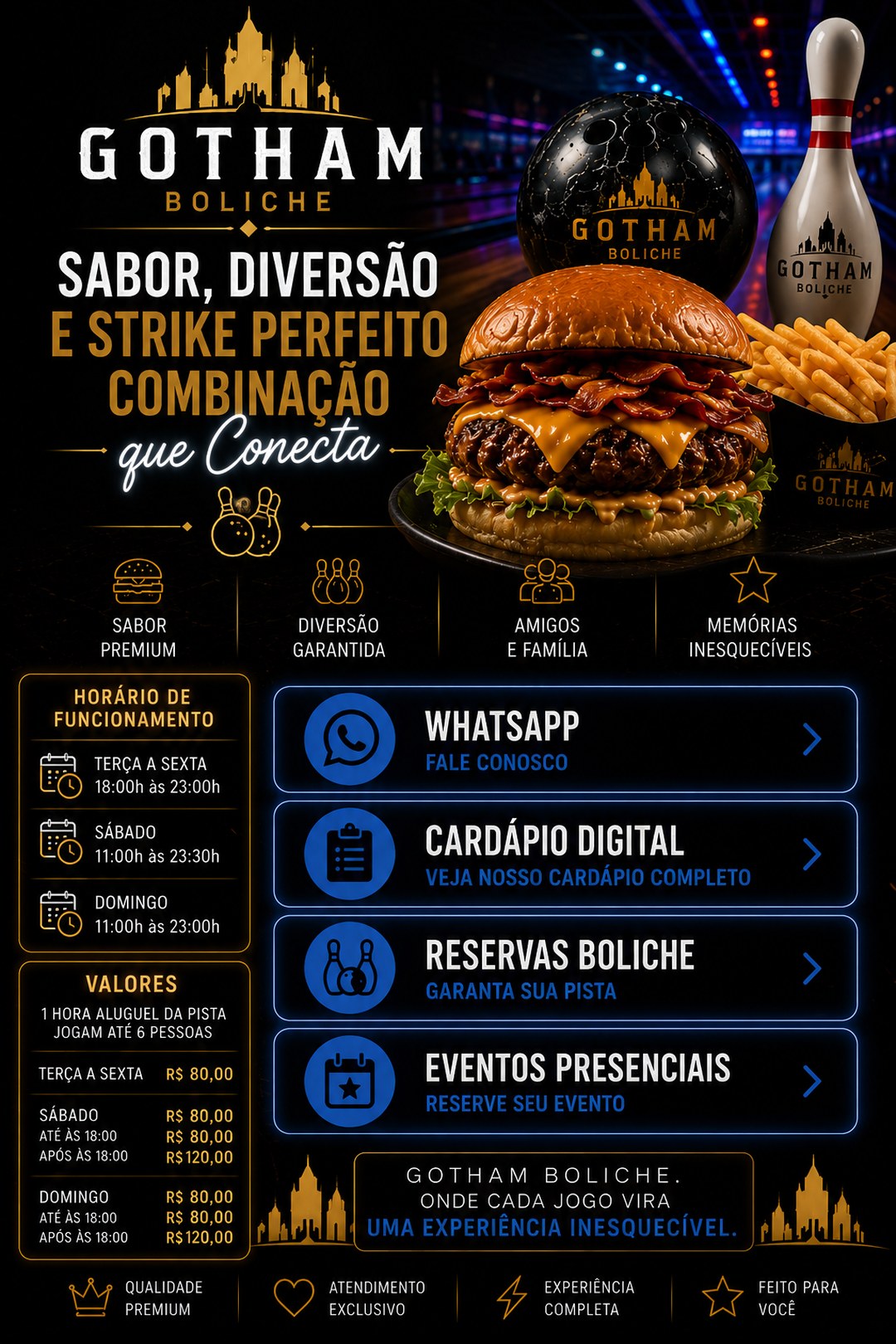 Gotham Burger e Boliche